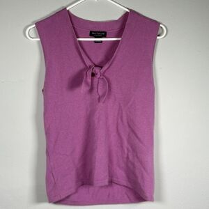 Ann Taylor 100% Cashmere Sleeveless Pink Tank Top with Tie Detail Size Medium